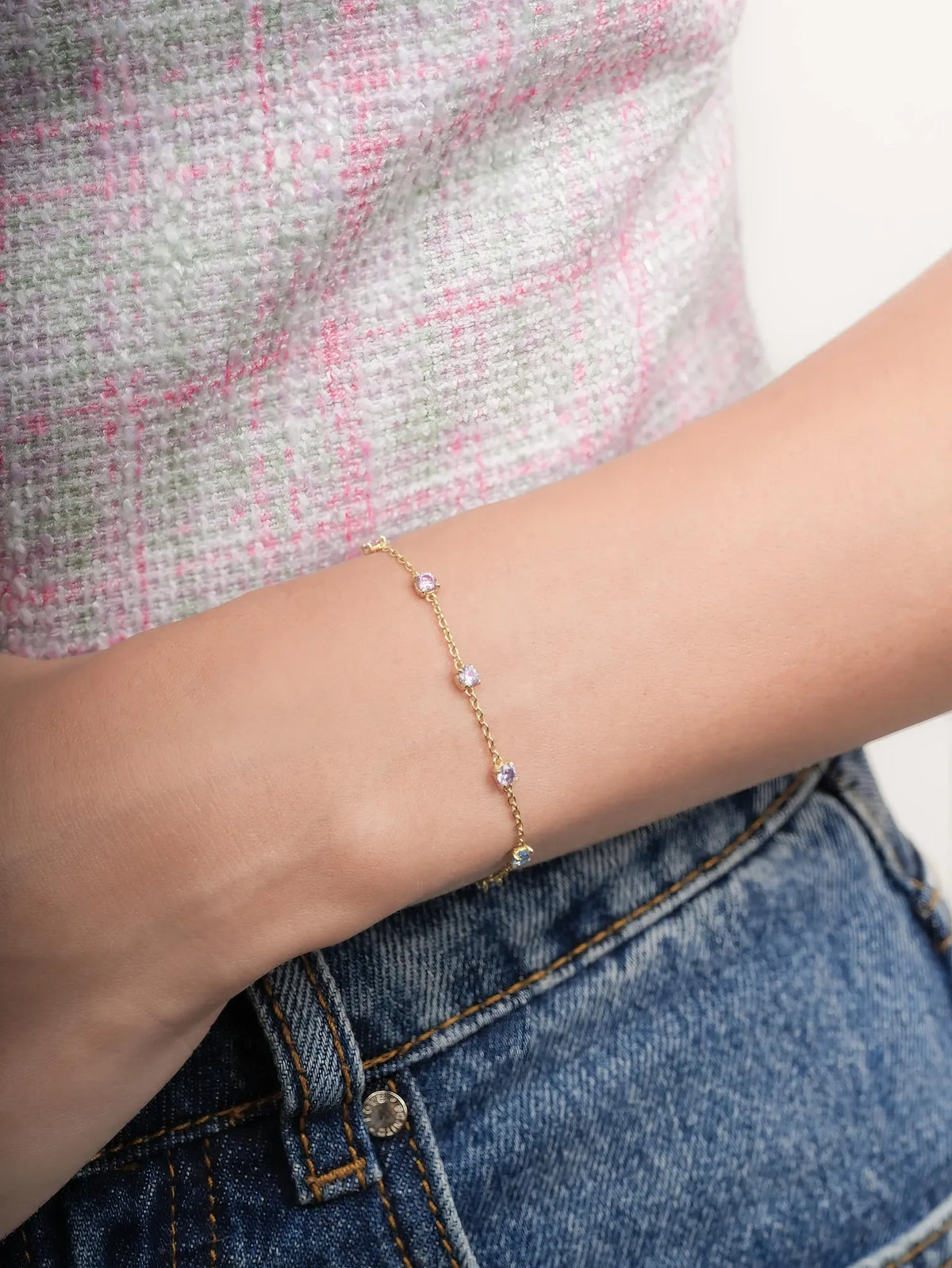 Lilac Sunset Moissanite Station Bracelet