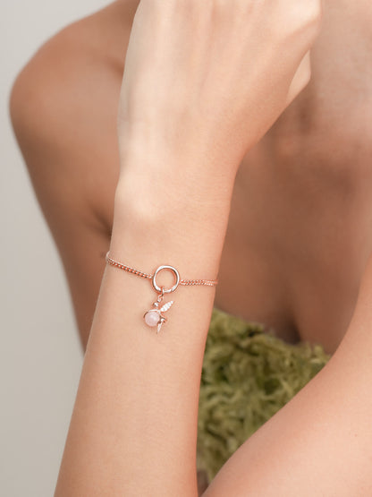 Love Fairy Charm Rose Quartz 18K Rose Gold (2) – Mondays Made Flower & Birthstone Jewelry Singapore