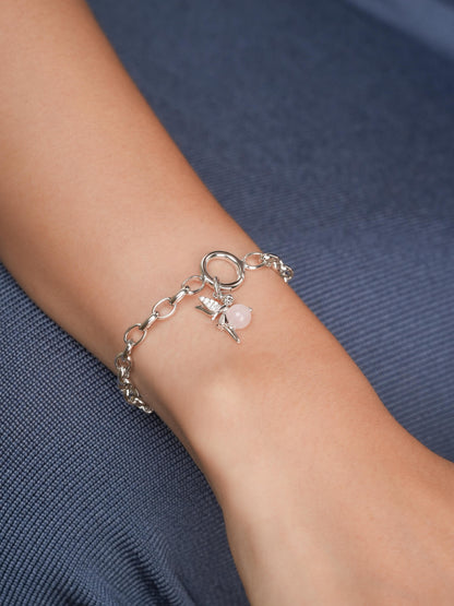 Love Fairy Charm Rose Quartz S925 Silver Rhodium (2) – Mondays Made Flower & Birthstone Jewelry Singapore