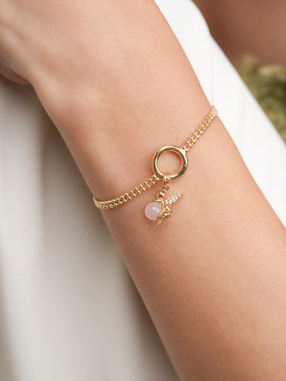 Love Fairy Charm Rose Quartz 18K Gold (3) – Mondays Made Flower & Birthstone Jewelry Singapore
