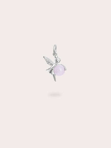 Love Fairy Charm Rose Quartz S925 Silver Rhodium (1) – Mondays Made Flower & Birthstone Jewelry Singapore