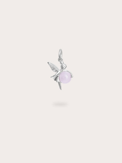 Love Fairy Charm Rose Quartz S925 Silver Rhodium (1) – Mondays Made Flower & Birthstone Jewelry Singapore