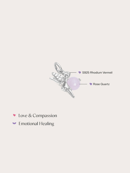 Love Fairy Charm Rose Quartz S925 Silver Rhodium (4) – Mondays Made Flower & Birthstone Jewelry Singapore