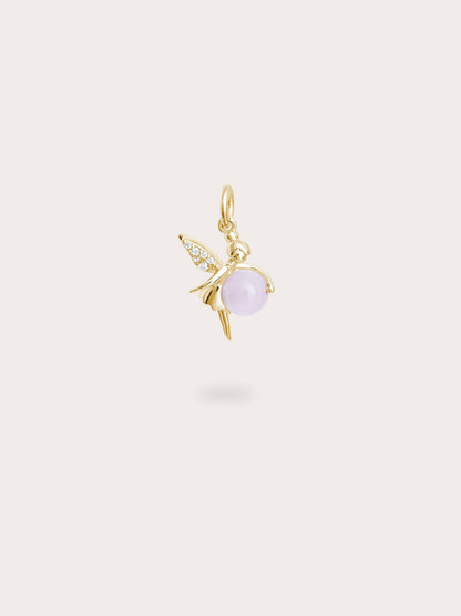 Love Fairy Charm Rose Quartz 18K Gold (1) – Mondays Made Flower & Birthstone Jewelry Singapore