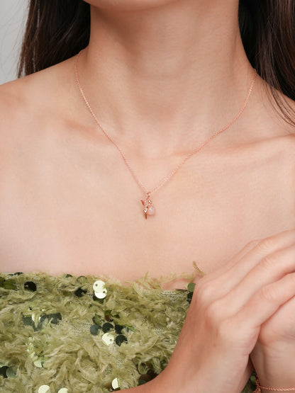 Love Fairy Necklace Rose Quartz 18K Rose Gold (2) – Mondays Made Flower & Birthstone Jewelry Singapore