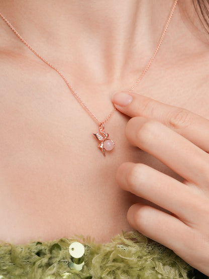 Love Fairy Necklace Rose Quartz 18K Rose Gold (5) – Mondays Made Flower & Birthstone Jewelry Singapore