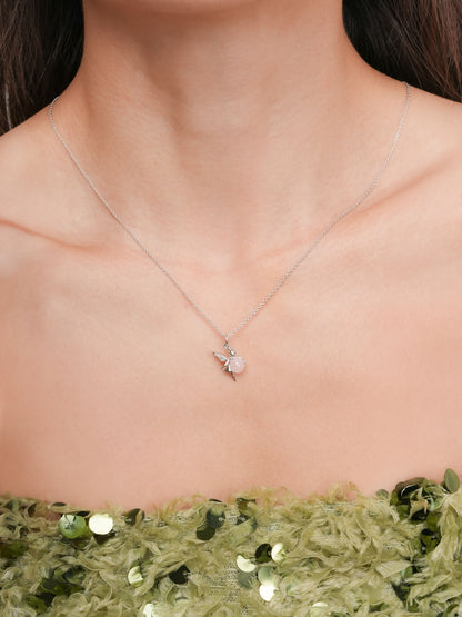 Love Fairy Necklace Rose Quartz S925 Silver Rhodium (2) – Mondays Made Flower & Birthstone Jewelry Singapore