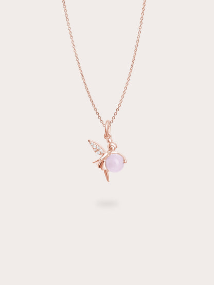 Love Fairy Necklace Rose Quartz 18K Rose Gold (1) – Mondays Made Flower & Birthstone Jewelry Singapore