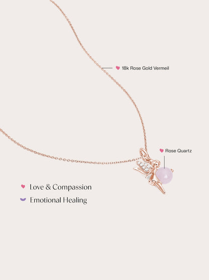 Love Fairy Necklace Rose Quartz 18K Rose Gold (4) – Mondays Made Flower & Birthstone Jewelry Singapore