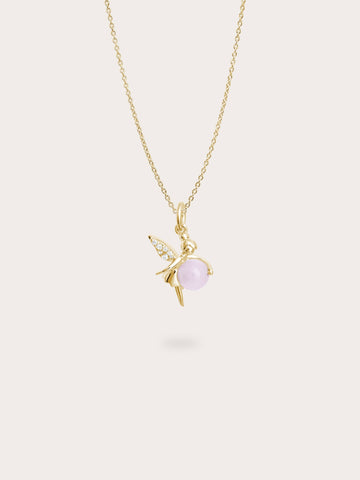 Love Fairy Necklace Rose Quartz 18K Gold (1) – Mondays Made Flower & Birthstone Jewelry Singapore