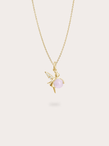 Love Fairy Necklace Rose Quartz 18K Gold (1) – Mondays Made Flower & Birthstone Jewelry Singapore