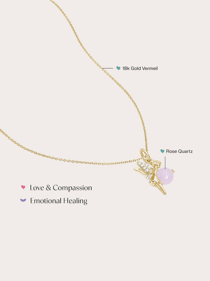 Love Fairy Necklace Rose Quartz 18K Gold (4) – Mondays Made Flower & Birthstone Jewelry Singapore