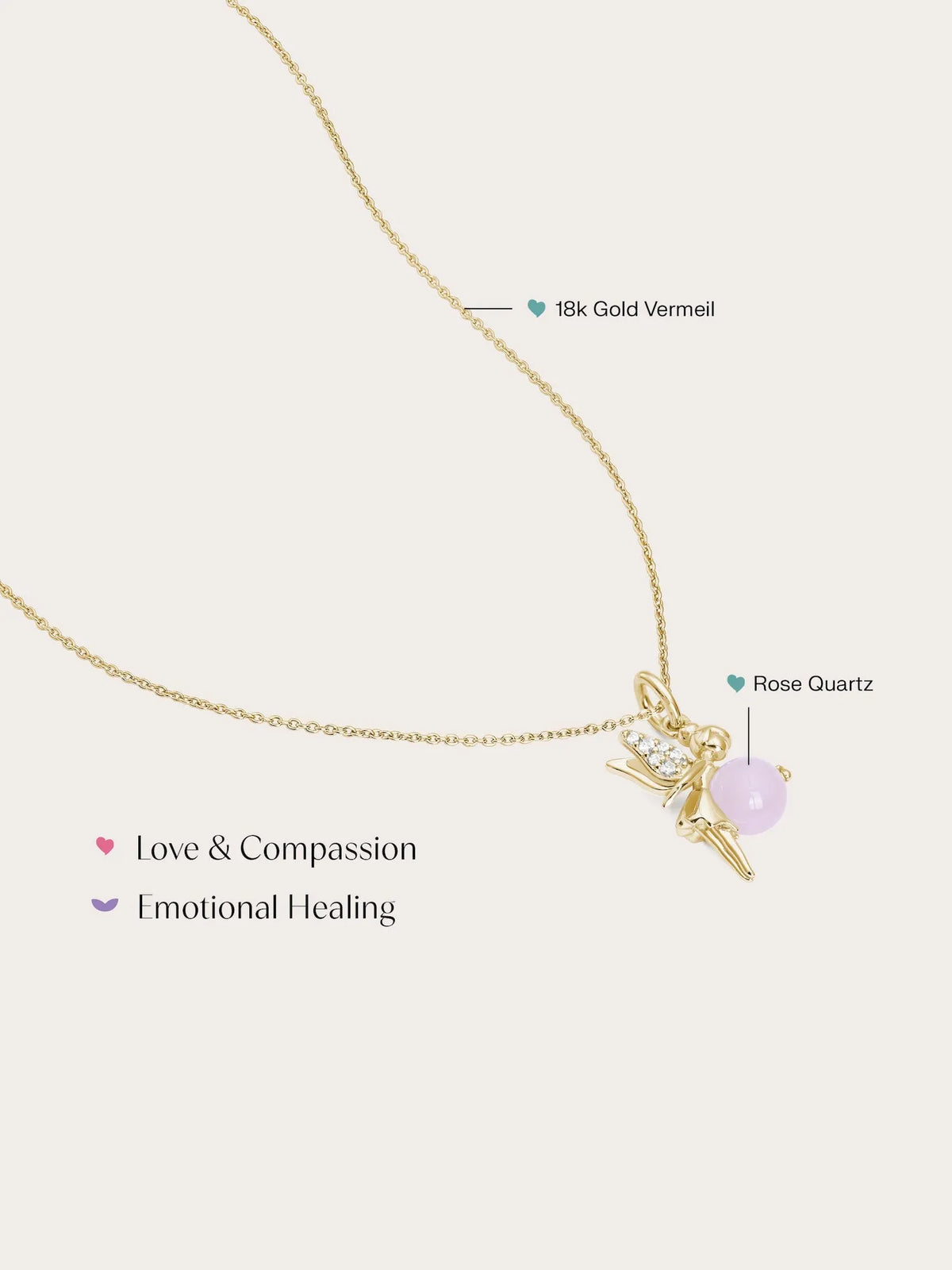 Love Fairy Necklace - Rose Quartz
