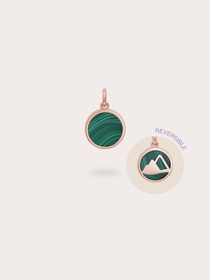 Malachite Reversible Coin Charm 18K Rose Gold (1) – Mondays Made Flower & Birthstone Jewelry Singapore