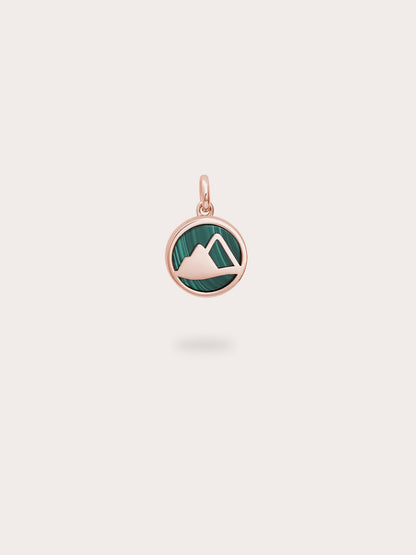 Malachite Reversible Coin Charm 18K Rose Gold (4) – Mondays Made Flower & Birthstone Jewelry Singapore