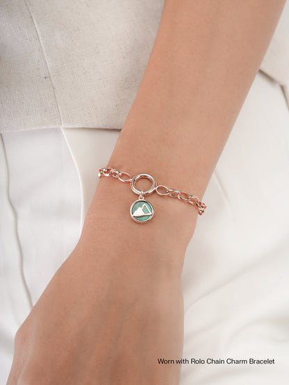 Malachite Reversible Coin Charm 18K Rose Gold (3) – Mondays Made Flower & Birthstone Jewelry Singapore