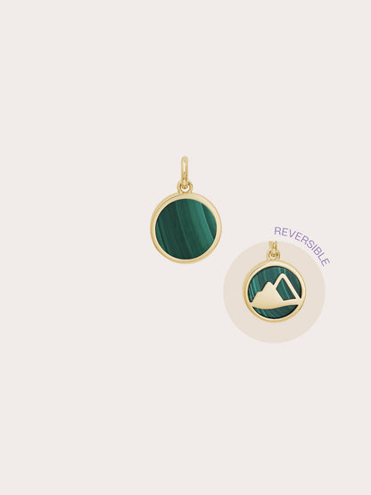 Malachite Reversible Coin Charm 18K Gold (1) – Mondays Made Flower & Birthstone Jewelry Singapore