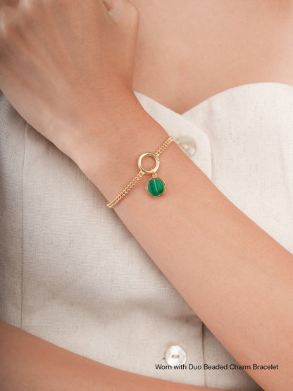 Malachite Reversible Coin Charm 18K Gold (6) – Mondays Made Flower & Birthstone Jewelry Singapore