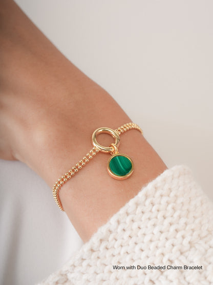 Malachite Reversible Coin Charm 18K Gold (2) – Mondays Made Flower & Birthstone Jewelry Singapore