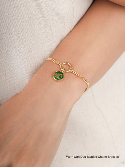 Malachite Reversible Coin Charm 18K Gold (3) – Mondays Made Flower & Birthstone Jewelry Singapore