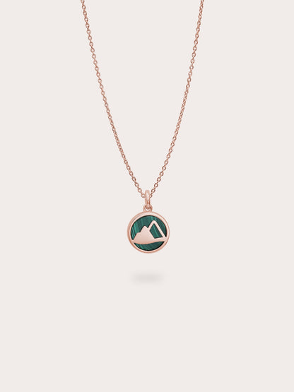 Malachite Reversible Coin Necklace 18K Rose Gold (3) – Mondays Made Flower & Birthstone Jewelry Singapore