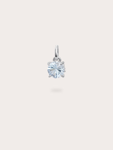 March Birthstone Charm Aquamarine S925 Silver Rhodium (1) – Mondays Made Flower & Birthstone Jewelry Singapore