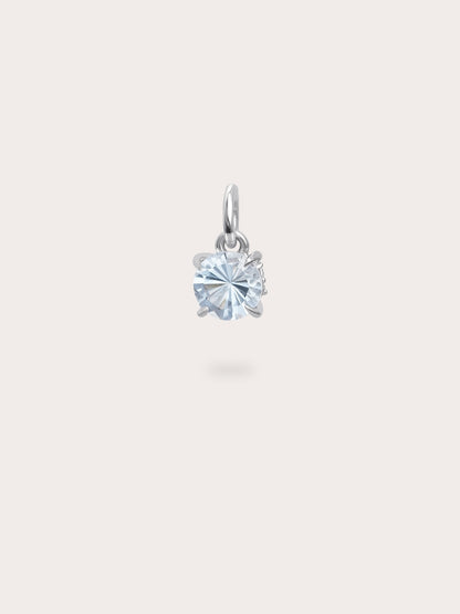 March Birthstone Charm Aquamarine S925 Silver Rhodium (1) – Mondays Made Flower & Birthstone Jewelry Singapore