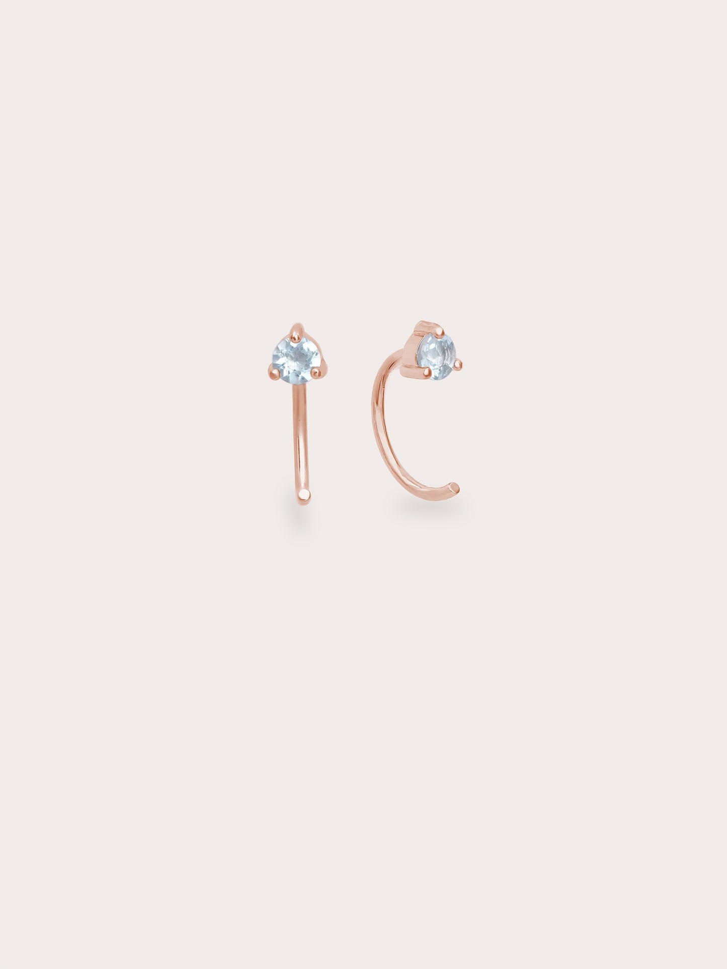 March Birthstone Mini Hoop Earrings - Aquamarine
