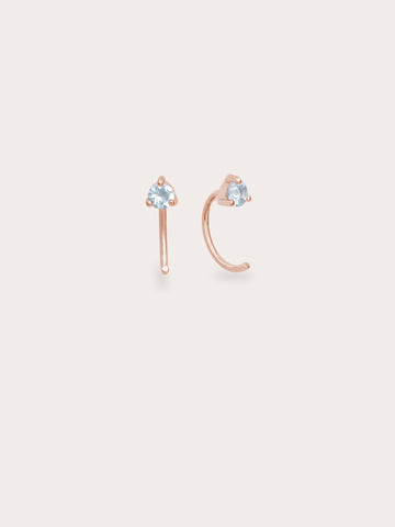 March Birthstone Hoops Aquamarine 18K Rose Gold (1) – Mondays Made Flower & Birthstone Jewelry Singapore