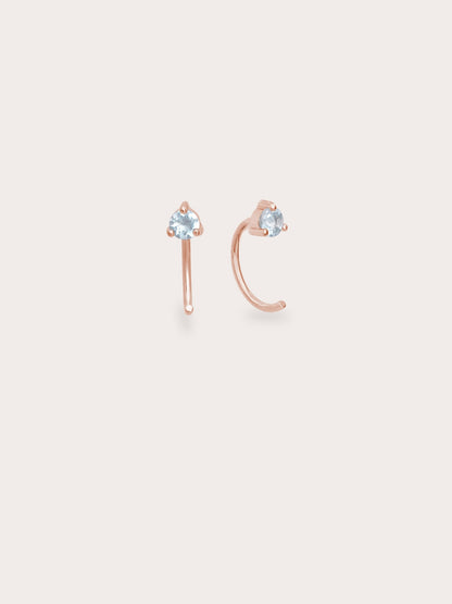 March Birthstone Hoops Aquamarine 18K Rose Gold (1) – Mondays Made Flower & Birthstone Jewelry Singapore
