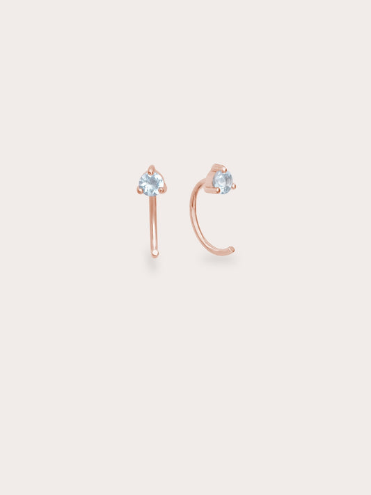 March Birthstone Hoops Aquamarine 18K Rose Gold (1) – Mondays Made Flower & Birthstone Jewelry Singapore