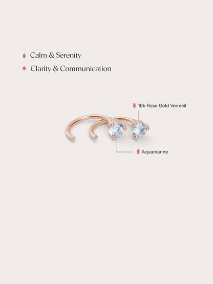 March Birthstone Hoops Aquamarine 18K Rose Gold (2) – Mondays Made Flower & Birthstone Jewelry Singapore