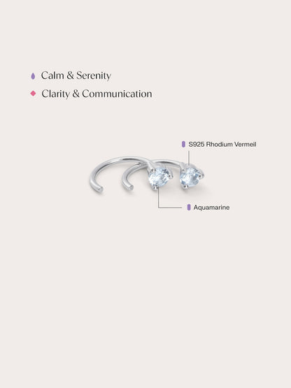 March Birthstone Hoops Aquamarine S925 Silver Rhodium (2) – Mondays Made Flower & Birthstone Jewelry Singapore