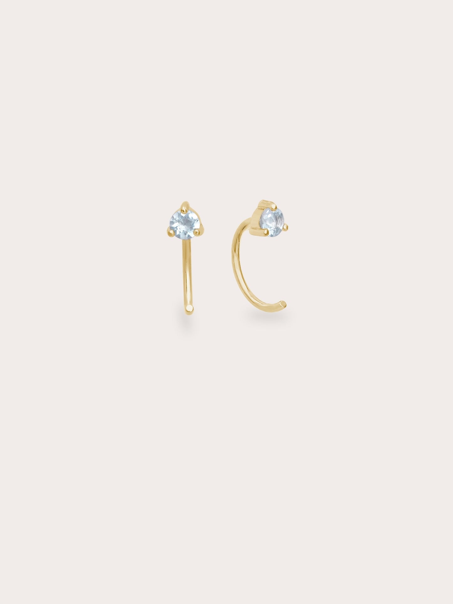 March Birthstone Mini Hoop Earrings - Aquamarine