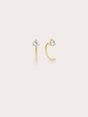 March Birthstone Hoops Aquamarine 18K Gold (1) – Mondays Made Flower & Birthstone Jewelry Singapore