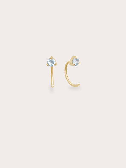March Birthstone Hoops Aquamarine 18K Gold (1) – Mondays Made Flower & Birthstone Jewelry Singapore