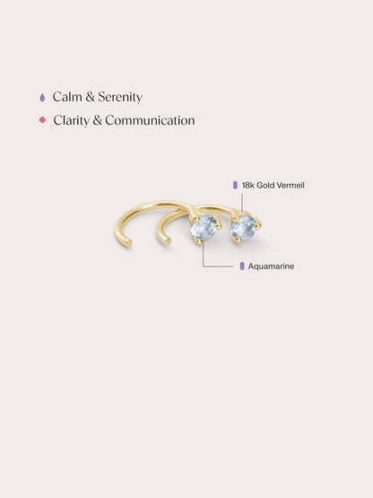 March Birthstone Hoops Aquamarine 18K Gold (2) – Mondays Made Flower & Birthstone Jewelry Singapore