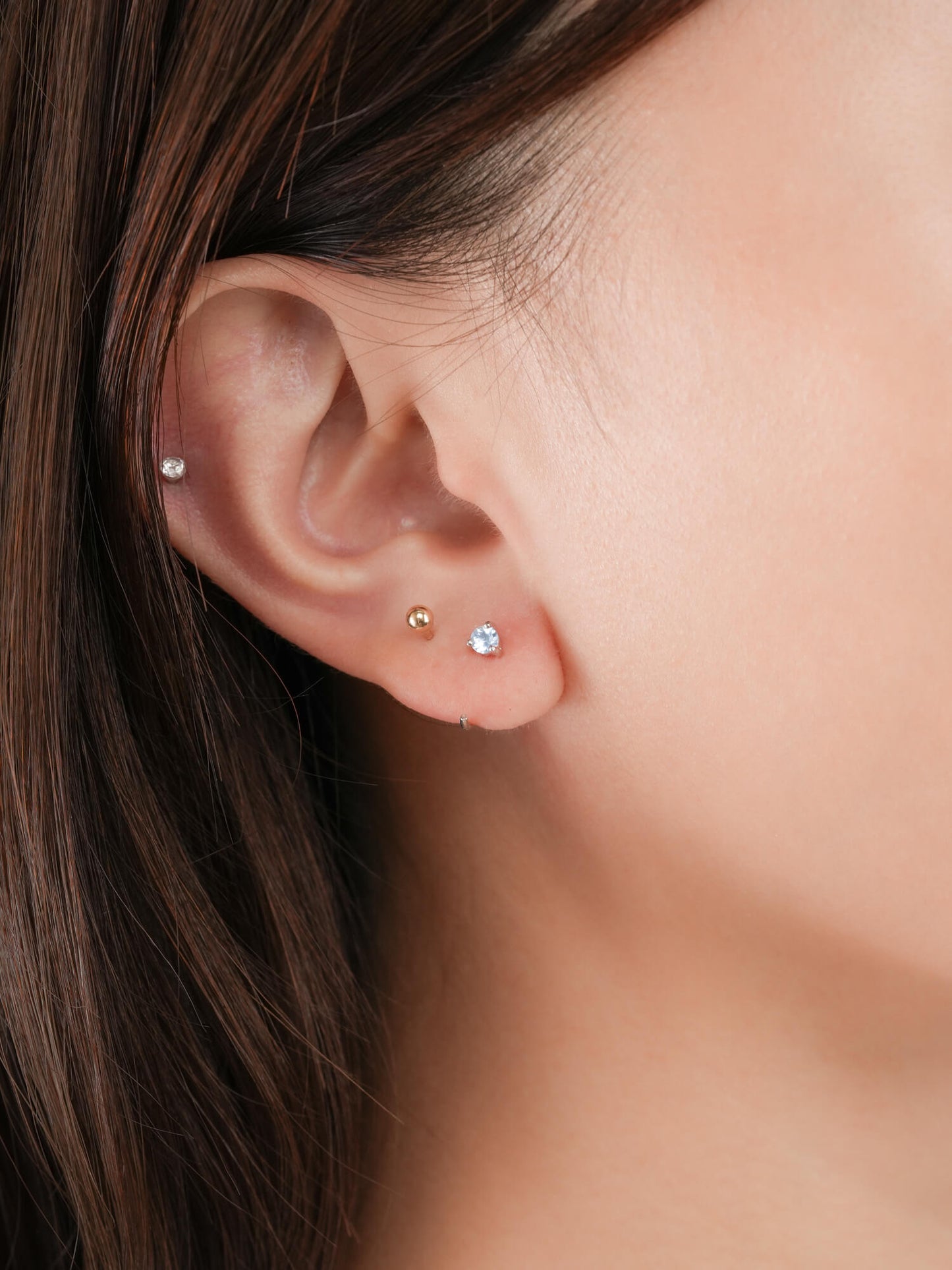 March Birthstone Mini Hoop Earrings - Aquamarine