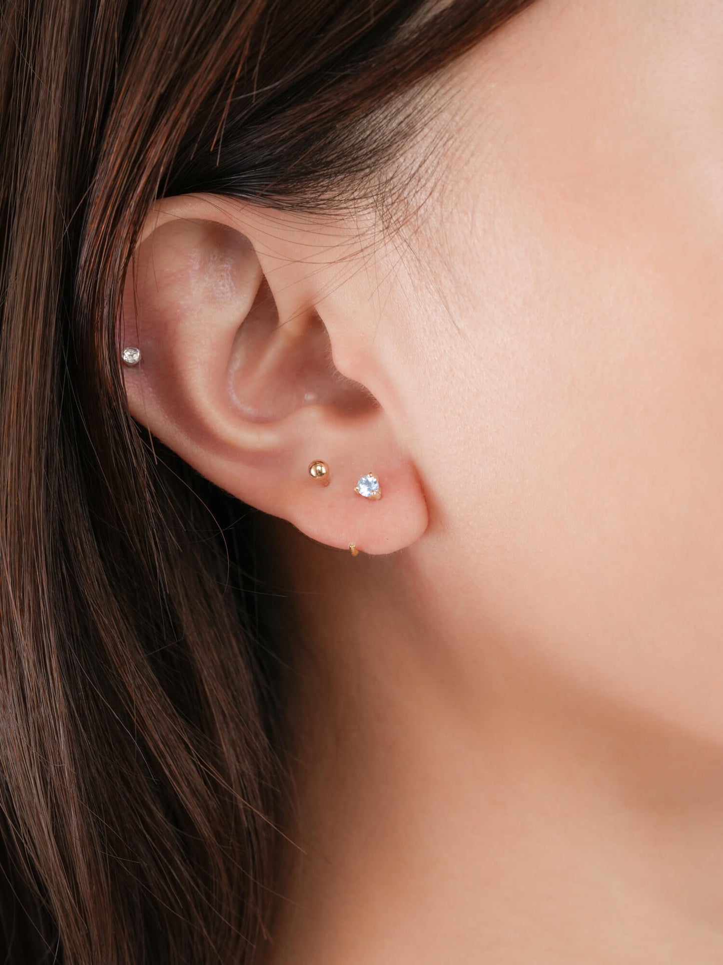 March Birthstone Mini Hoop Earrings - Aquamarine