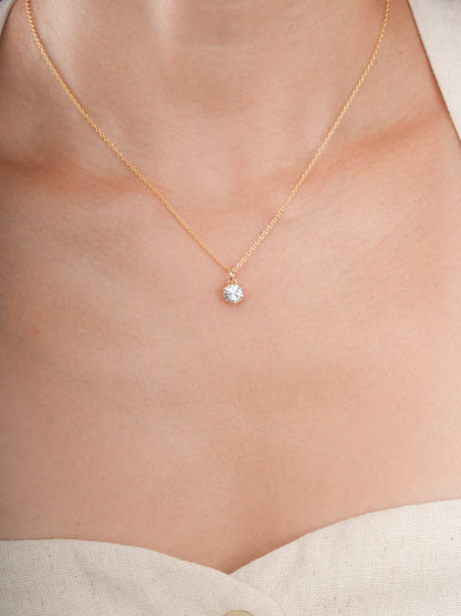 March Birthstone Necklace Aquamarine 18K Gold (2) – Mondays Made Flower & Birthstone Jewelry Singapore