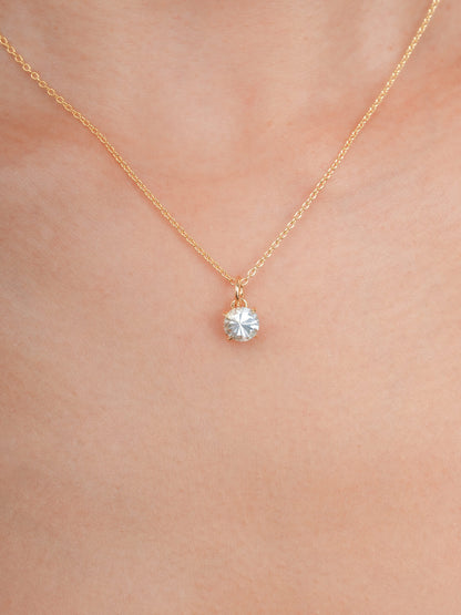 March Birthstone Necklace Aquamarine 18K Gold (3) – Mondays Made Flower & Birthstone Jewelry Singapore