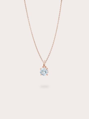 March Birthstone Necklace Aquamarine 18K Rose Gold (1) – Mondays Made Flower & Birthstone Jewelry Singapore