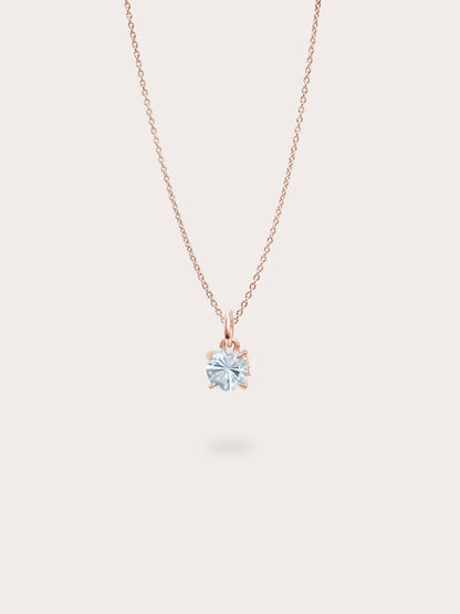 March Birthstone Necklace Aquamarine 18K Rose Gold (1) – Mondays Made Flower & Birthstone Jewelry Singapore