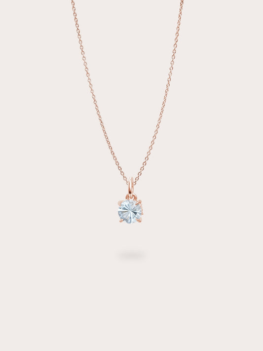 March Birthstone Necklace Aquamarine 18K Rose Gold (1) – Mondays Made Flower & Birthstone Jewelry Singapore