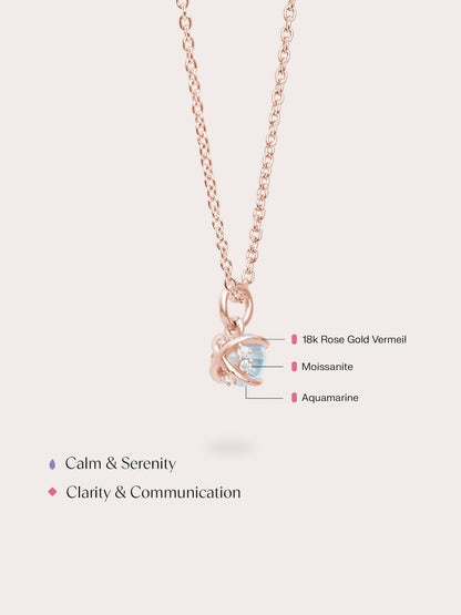 March Birthstone Necklace Aquamarine 18K Rose Gold (4) – Mondays Made Flower & Birthstone Jewelry Singapore