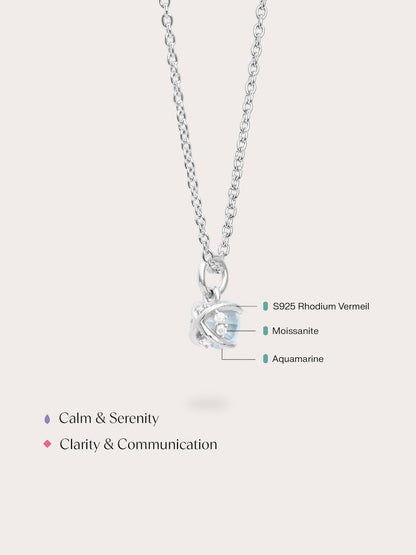 March Birthstone Necklace Aquamarine S925 Silver Rhodium (4) – Mondays Made Flower & Birthstone Jewelry Singapore