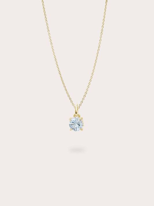 March Birthstone Necklace Aquamarine 18K Gold (1) – Mondays Made Flower & Birthstone Jewelry Singapore