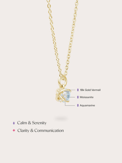 March Birthstone Necklace Aquamarine 18K Gold (4) – Mondays Made Flower & Birthstone Jewelry Singapore