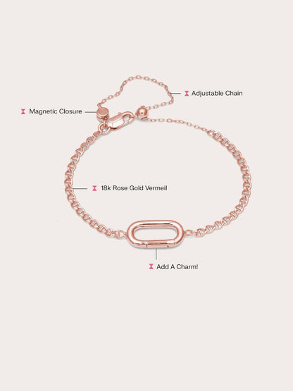 Mariner Chain Charm Bracelet 18K Rose Gold (3) – Mondays Made Flower & Birthstone Jewelry Singapore