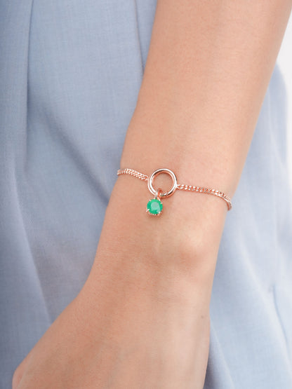 May Birthstone Charm Green Agate 18K Rose Gold (2) – Mondays Made Flower & Birthstone Jewelry Singapore